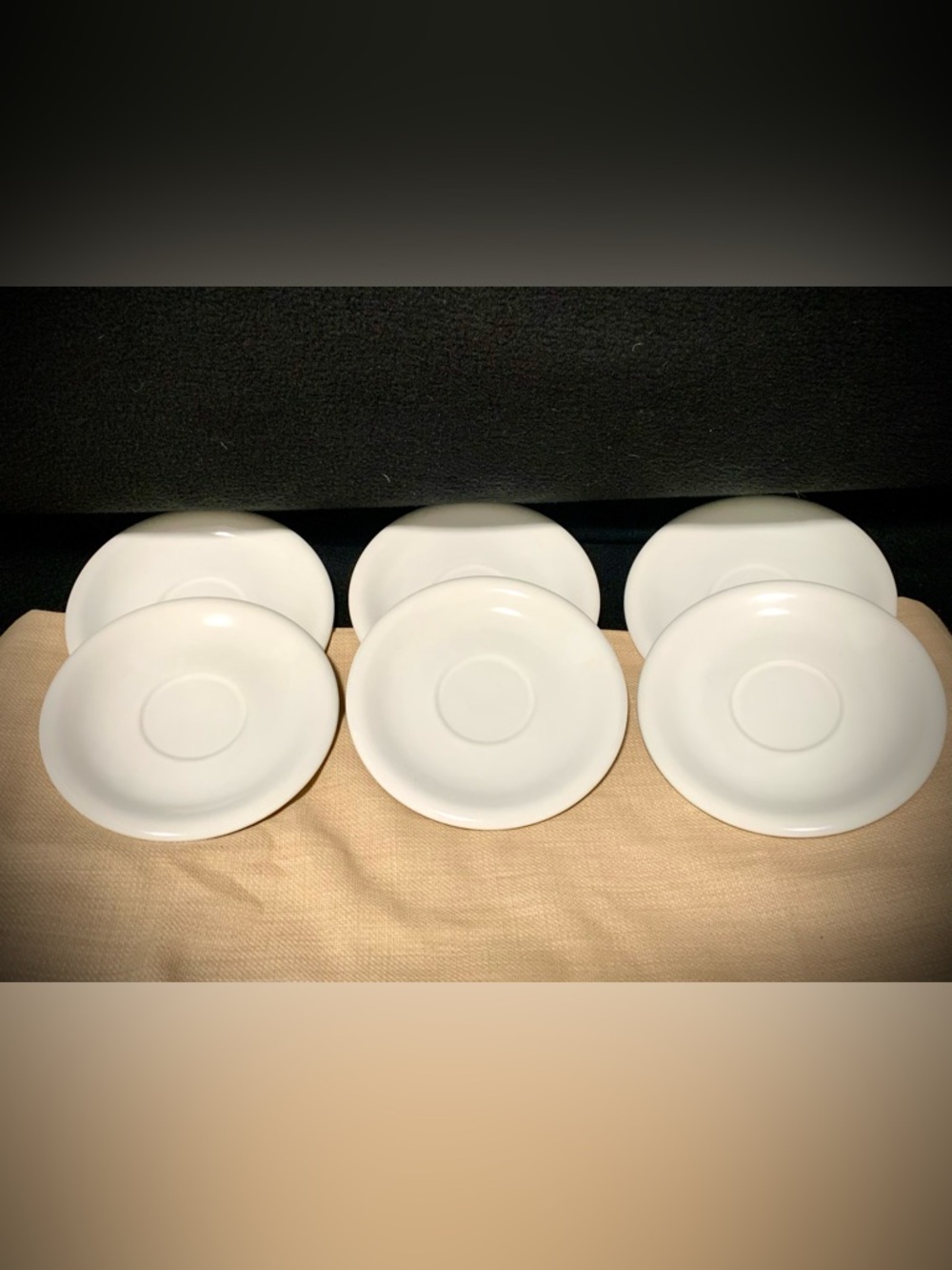 (6) Newcor White Stoneware Saucer Plates Set